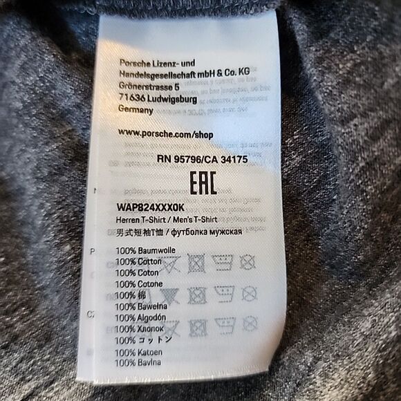 Authentic Turbo Porsche Embossed Gray Harren T-Shirt 100% Cotton Mens XL S/S - Picture 4 of 8